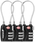 Fosmon TSA 3 Digit Combination Cable Padlock: Suitcase, Travel Backpack, Locker - Secure All Luggage, Bike, Gate, Shed - Black - Pack of 3