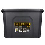 TOUGH MASTER Storage Box 40 litres Durable Plastic Reinforced Construction Secure & Stackable Design Waterproof Dustproof Box Chest Latches Versatile for Tools, Toys, Craft Equipment