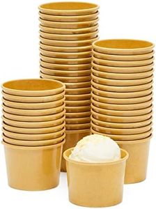 Juvale 50 Pack Brown Paper Ice Cream Cups, Disposable Dessert Bowls for Sundae Bar, Frozen Yogurt (5 ounces)