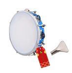 UAPAN Dafli Musical Instrument I Dafli/Tambourine I 7inch Hand Percussion Musical Instrument I Blue color I small Tambourine