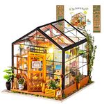 Rolife DIY Miniature House Kit,Green House with Furniture and LED,Wooden Dollhouse Kit,Gifts for Teens and Adults