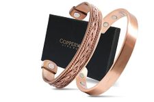 Coppervast Bracelets For Arthritis - Therapy Magnetic Men & Women's With 6 Powerful Magnets Effective Natural Relief Joint Pain (Set Of 2 Plain Braided Inlay)