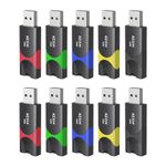 64GB USB Stick 10 Pack KEXIN USB Flash Drive Bulk Thumb Drive 64GB USB Swivel Cle USB 2.0 for Data Storage with LED Indicator Laptop(64GB USB 10 Pack)