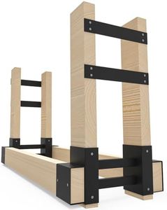 Fiwithy Outdoor Firewood Rack Bracket Kit with 4 Support Bars for Fire Wood Pile Storage, Heavy Duty DIY Fireplace Log Stacking Stand Holder for 2x4 lumber, Black, 1 Pair