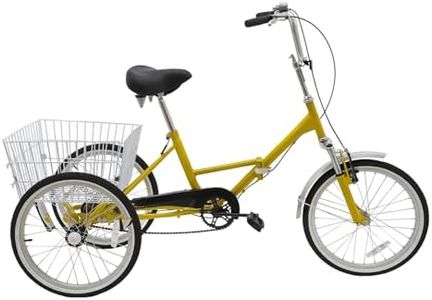 MDAfwecsa Tricycle Adulte 20 Pouces Pliable – Design en U, Hauteur et Guidon Réglables, Panier de Grande Capacité, Frein à 3 Doigts, Eco-Responsable, Capacité 110kg