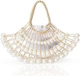 BABEYOND Women Pearl Clutch Purse - Bucket Beaded Bridal Evening Bag Formal Reticulated Bag with Inner Bag for Party Wedding