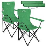 ACTIVE FOREVER Folding Camping Chairs Set of 2, Outdoor Portable Garden Folding Camp Chair with Cup Holder, Comfortable Beach Chair for Camping, Fishing, Parties, Barbecue - Green