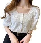 JC JUMMY COUTURE Best Women Summer Casual Warty Wear White Embroidered Cotton Top (Large, White)