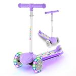 TONBUX 3 Wheel Tri Scooter, Easy Folding System, Height Adjustable Handlebars, Tilt To Turn Steering, Kids Aged 3+ Years (Purple)