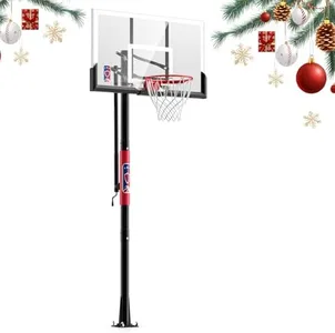GX9 In-Ground Basketball Hoops 7-10ft Adjustable with Crank, Outdoor Inground Basketball Goal System with 54 Inch Shatterproof Backboard