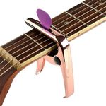 Geekria 3IN1 Guitar Capo, Zinc Alloy Metal Capo for Acoustic and Electric Guitars, Ukulele, Mandolin, Classical Guitar Accessories (Rose Gold)