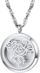 PROSTEEL Diffuser Aromatherapy Necklace Perfume Locket Pendant Charm Stainless Steel Delicate Rose Flower Women Jewelry
