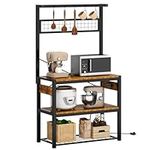 DlandHome 31.5inches Microwave Cart Stand Kitchen with Charging Station,Utility Storage 3-Tier for Kitchen Baker's Rack & Spice Rack Organizer Workstation Shelf, DCA-YL-D5003-S