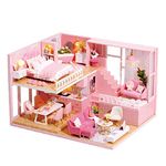 CUTEROOM DIY Miniature House Kit Handmade Wooden Dollhouse -1:24 Scale Creative Doll House Toys for Children Gift Plus Music Box & LED Light