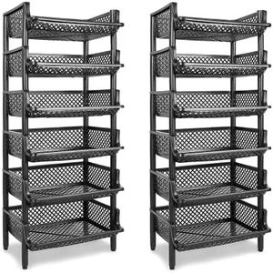 ARTECSIS Lot de 2 Étagères de Rangement en Plastique 6 Niveaux / 120x50x40cm, Noir