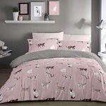 Fusion - Cats - Easy Care Duvet Cover Set - Single Bed Size in Blush