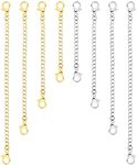 8pcs Necklace Extension, 4 Size Jewelry Extenders Necklace Chain Extender Extension Chain for Jewelry Making Necklace Bracelet Anklet (4 Gold, 4 Silver)