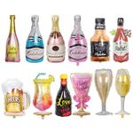 12PCS Aluminum Foil Helium Mylar Balloons, Champagne Bottle Goblet Hydrogen Whiskey Beer Cup Balloons, Multiple Styles Party Decoration Supplies for Birthday Graduation Anniversary Wedding Ceremony