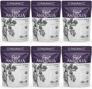 100% Organic Turkish Sun Dried Figs by Pure Anatolia - Non GMO, No Sugar Added, Sulfur Free, Kosher - Healthy Whole Fruit Fiber Snacks - 5 oz Resealable Packs - Pack of 6