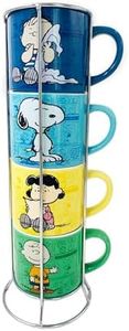 Silver Buffalo Peanuts Comic Strip 4-Pack Ceramic Mug Stack, 10-Ounces