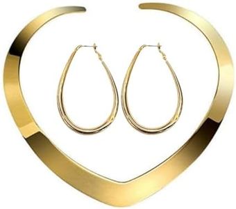 HUASAI Halloween Necklace Earrings Set - Love Heart Choker, Gold Hoop Earrings, Simple Statement Jewelry - Costume Accessories for Women