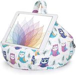 iBeani iPad and Tablet Cushion Stand - Bean Bag Holder For All Devices - Securely Holds at Any Angle on Any Surface - Handy Side Pocket - Range of Designs - Owls