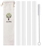 ALINK Reusable Clear Silicone Boba Straws, 4-Pack Extra Wide Smoothie Straws for Bubble Tea/ Shakes/ Tapioca Pearls with Cleaning Brush and Carrying Case