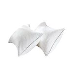 Pillows Queen Size 2 Pack for Bed Sleeping - Hotel Pillow with Hypoallergenic Velvet Fabric, Fluffy Down Alternative Pillow with Super Soft Microfiber Filling for Neck Pain Relief, Machine Washable