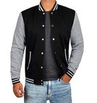 Man Grey and Black Varsity Letterman Jacket for Adult | [40020044] Plain Grey Sleeve, L