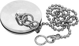 Chrome Sink Plug with Chain for Kitchen or Bath - 45mm (1.3/4 Inch) with Ball Type and S Hook Shaped Chain Made of Stainless Steel 450mm (18 Inch) (5 cm x 1.5 cm x 0.60 cm)