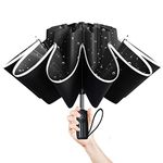 Moorrlii Foldable Reverse Travel Umbrella, Inverted Umbrella, Large Umbrellas for Rain Windproof - Easy Automatic Open & Close, Car Umbrella, Golf Umbrella, Folding Umbrellas For Men and Women