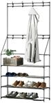 Artiss Shoe Rack Coat Hat Stand Hallway Shoes Storage Tree Metal Shelves Black Design Sturdy Construction Space Saving Easy Assembly Modern Style Functional Durable Versatile Multi Purpose Home