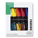 Reeves Acrylic Paint Set – 10 x 75ml Vibrant Primary Colour Tubes – Art Supplies for Adults Suitable for beginners, leisure and recreational users - Suitable for Multiple Surfaces