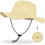 BROTOU UPF 50 Foldable Unisex Wide Brim Sun Hats, Breathable UV Protection Summer Hat, Waterproof Fishing Hiking Walking Hat for Men & Women (UK, Alpha, One Size, Khaki)