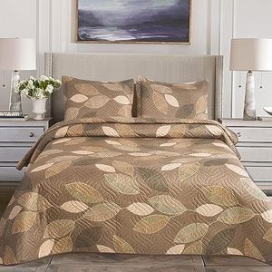 Hadi London Lot de 3 couvre-lits matelassés en patchwork avec 2 taies d'oreiller | Imprimé floral réversible | Couette légère et confortable | Pour lits doubles et king size 220 x 240 cm | 30 designs