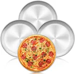 Herogo 13.5 Inch Stainless Steel Round Pizza Pan Plates Set of 4, Large Healthy Pizza Tray Platter for Oven Baking Serving, Dishwasher Safe