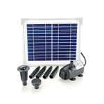 AEO Solar Water Pump Kit: 12V DC Brushless Submersible 124GpH Water Pump w/ 5W Solar Panel for Bird Bath, Fish Tank, Small Pond, Garden Decoration, Water Circulation for Oxygen (No Backup Battery)