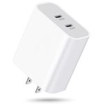 USB C Wall Charger Block, 40W Dual Port USB-C PD 3.0 Power Adapter, Double Port Type C Fast Charging Block for iPhone 16/15/14/13/12/11/Pro Max/XS/XR/X, iPad, Samsung S24/S23/S22, Google Pixel 9/8/7/6