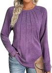 Zeagoo Women Long Sleeve Tunic Tops Business Casual Shirts Womens Pleated Tunic Sweater Dressy Fall Clothes, Purple L