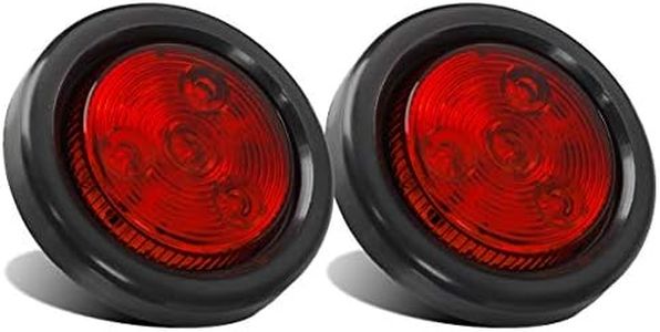 Partsam 2pcs Red Led Light Trailer 2" Round w/Plug & Grommet Kits Marker 4 LED, Flush Mount Red 2 Inch Round Led Trailer Lights, Sealed 2 Inch Round Led Marker Lights Red RV Trucks