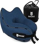 SNUGL Travel Pillow - Memory Foam Neck Cushion - Flight Pillow | Support Neck Pillow for Travel | Travel Neck Pillow for Airplane with Carry Bag & Clip | Flying Travel Essentials (Navy - Small)