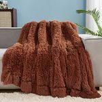 GONAAP Faux Fur Throw Blanket Super Soft Cozy Plush Fuzzy Shaggy Blanket for Couch Sofa Bed (Coffee, Throw(50"x60"))