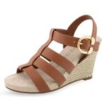 Aerosoles Women's Paige Wedge Sandal, Tan Pu Leather, 8