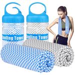 BOGI 2 Pack Cooling Towel, Cooling Towels for Neck and Face Ice Towel for Instant Cooling, Soft Breathable Chilly Towel, Stay Cool for Yoga, Sport, Gym, Camping & More Activities (40"x12", Blue+Grey)