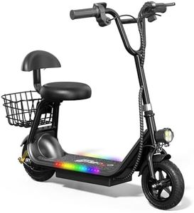 EILLEO Electric Scooter with Seat for Kids, 8'' Solid Tires, 372W Max Motor, 11.18MPH 6 Miles Range, Portable E Scooter with Seat for Kids with Braking System