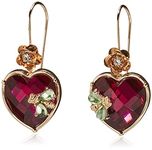 Betsey Johnson Womens Stone Heart Dangle Earrings, One Size, Glass Metal Stone, Rhrinestone