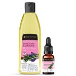 Soulflower Rosemary Essential Oil 15ml & Rosemary Lavender Hair Oil 225ml for For Healthy Hair, Scalp Nourishment, Hair Growth - Pack of 2