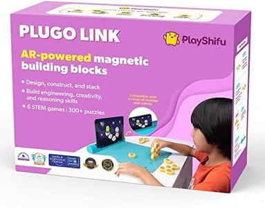 Plugo Link by PlayShifu - Construction Kit with Puzzles, Augmented Reality Stem Toy | Fun Magnetic Building Blocks | Educational Engineering, Ages 4-10 Year Old Boys & Girls (App Based)
