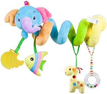 Baby car seat toys Activity Spiral Plush Stroller and Crib Toys for Travel accessories Hangings rattle toy(Elephant)