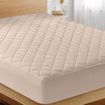 Utopia Bedding Quilted Fitted Mattress Pad (Full), Elastic Fitted Mattress Protector, Mattress Cover Stretches up to 16 Inches Deep, Machine Washable Mattress Topper (Beige)